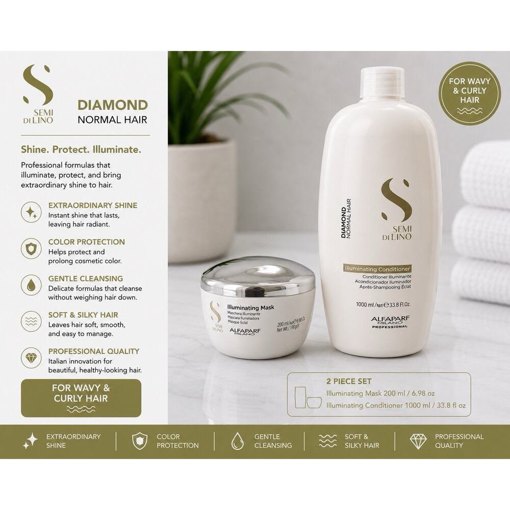 Alfaparf Semi Di Lino Diamond Illuminating Set Conditioner Mask